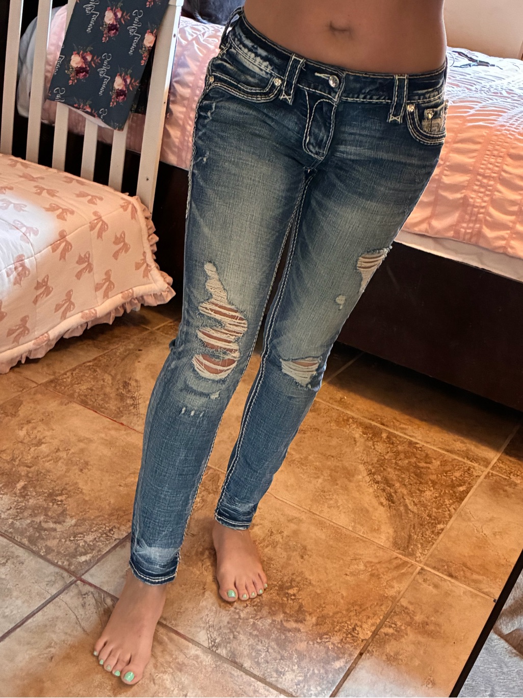 Women’s Distressed Skinny Jeans - Blue
